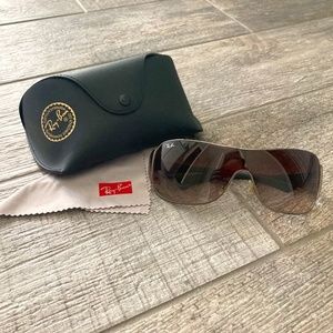 Rayban Women's Wrap Sunglasses - brown ombre/silver